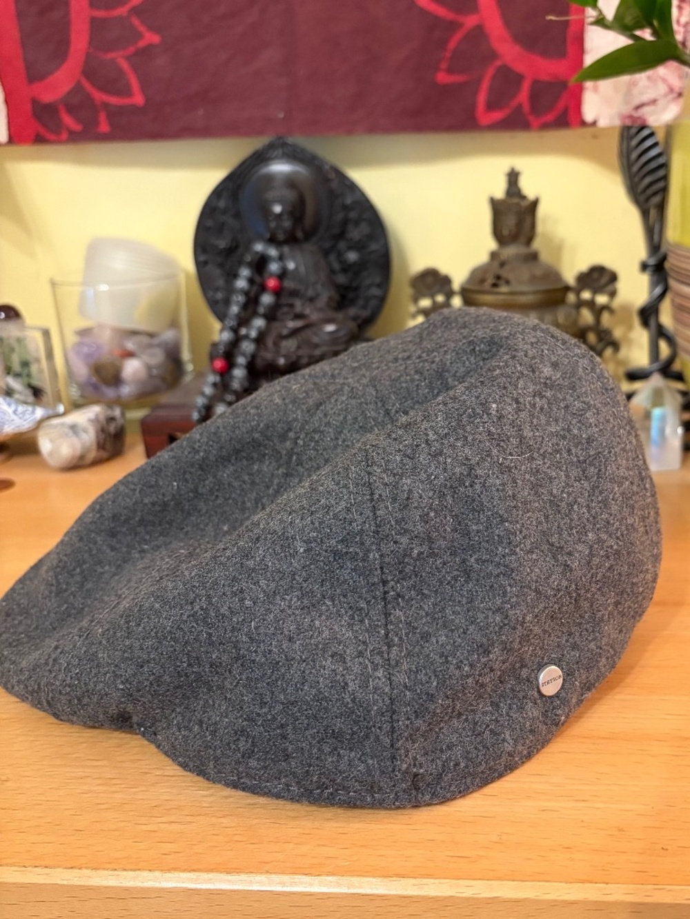 Men's Stetson Flat Cap Hat Vintage All American Grey Wool Blend Sz Small/Medium